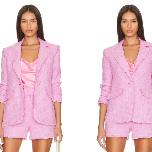 Cinq à sept Boucle Khloe Blazer in Pink Lemonade, Size 6 - Picture 2 of 6